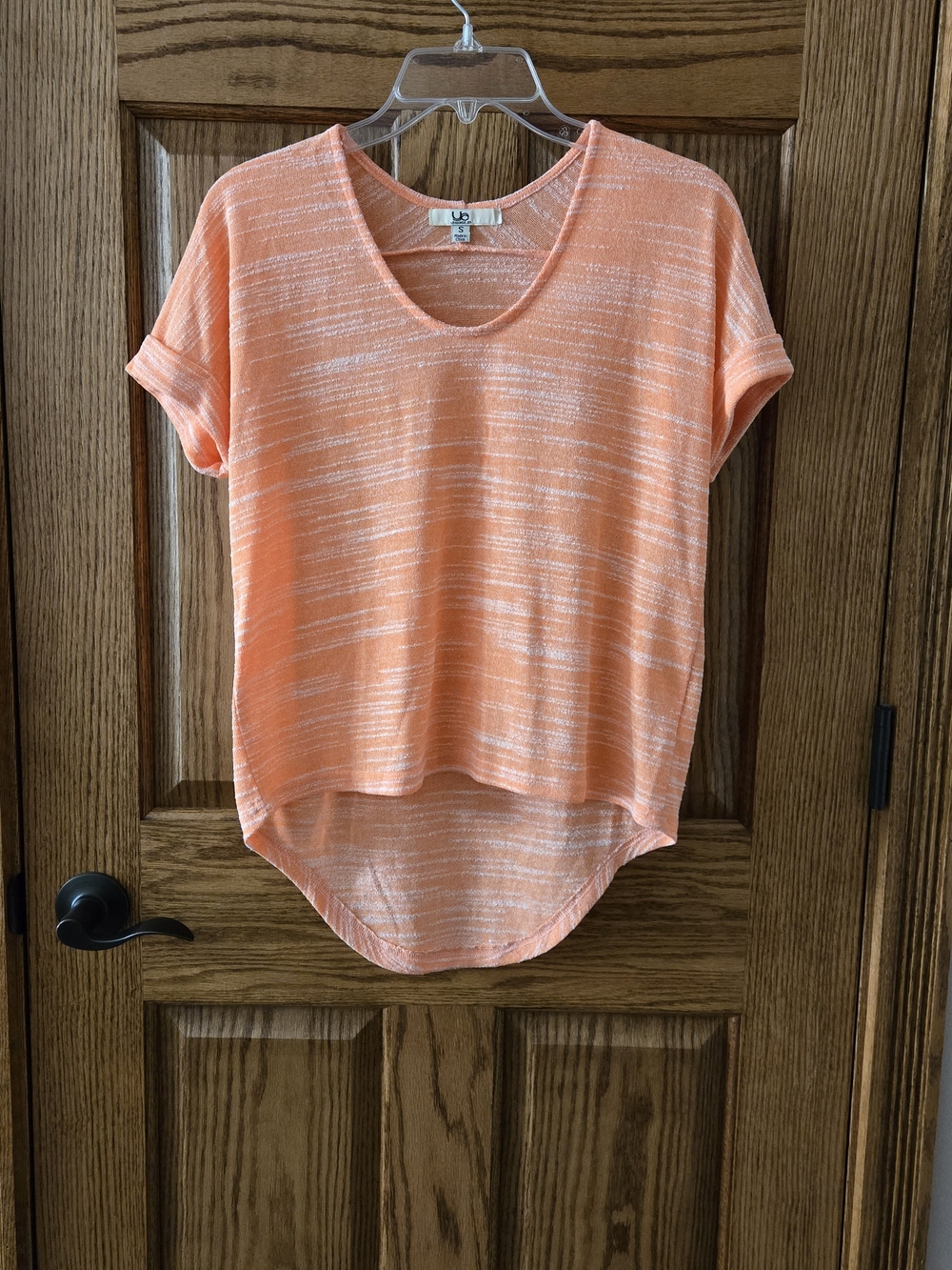 Ya Los Angeles Peach Heathered Short Sleeve High-Low Tee